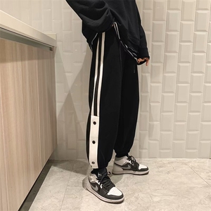排扣运动裤男宽松加厚束脚裤韩版潮流百搭休闲裤K253-p35 加绒40图片