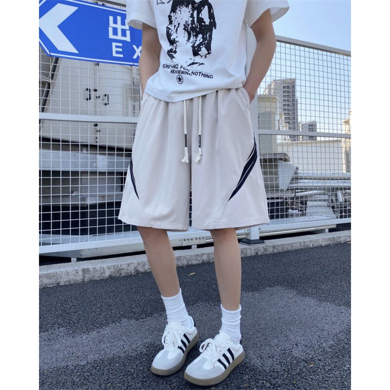 2025夏季新款美式条纹宽松休闲冰丝短裤B315-K25781-特p25控48,男装休闲裤,电商B315