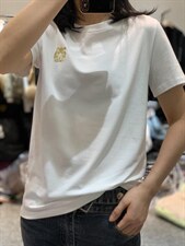 夏季新款时尚简约设计百搭老虎印花图案短袖T恤，女装T恤，L·H·X