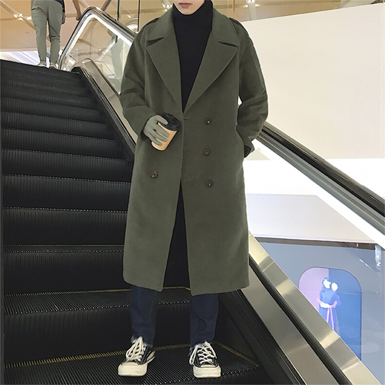 2020冬款呢大衣加长双排扣呢风衣男款拉风呢衣男外套冬装D501P135,男装毛呢大衣,星座312B-1