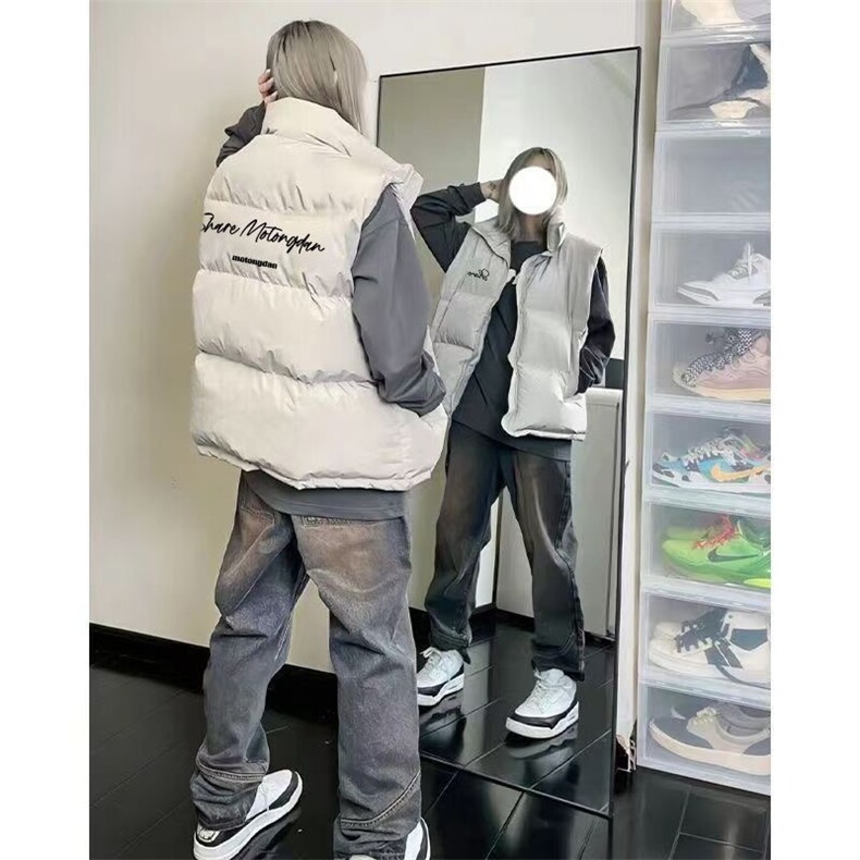 加绒加厚男女棉衣马甲字母印花背心背心外套大码M-5XLMJ1100P48，男装背心/马甲，星座1013-1