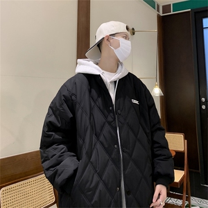 F108-P83 中性宽松保暖棉衣外套冬季日系纯色立领加厚棉服男图片
