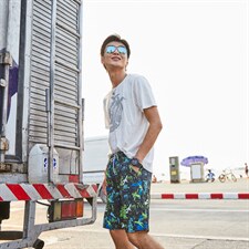 夏季沙滩泳裤情侣速干休闲短裤男大裤衩印花五分裤DK888p20控38，男装休闲裤，电商A089-1