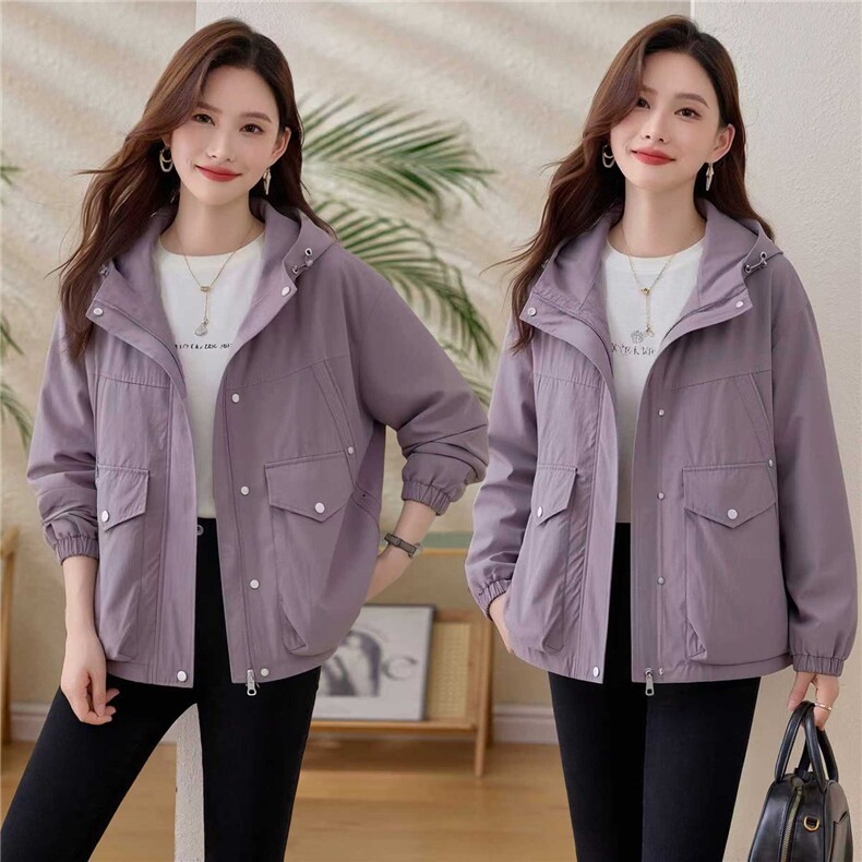 现货，开春休闲外套女短款2026春秋新款小个子大码风衣，女装风衣，依万里