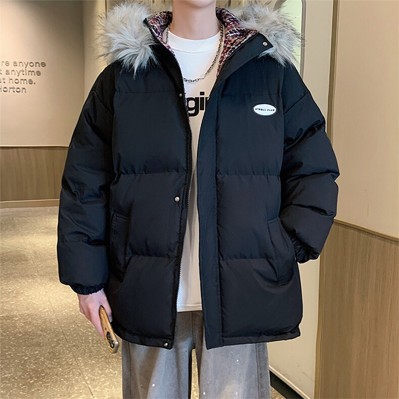 冬季宽松/连帽大毛领休闲外套潮加厚棉衣XZ102B-1M8005-P135图片
