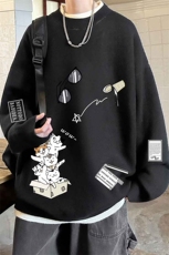 控78假两件毛衣男大码加绒针织衫男毛线衣M80115-P55加绒P70，男装针织衫/毛衣，电商A040