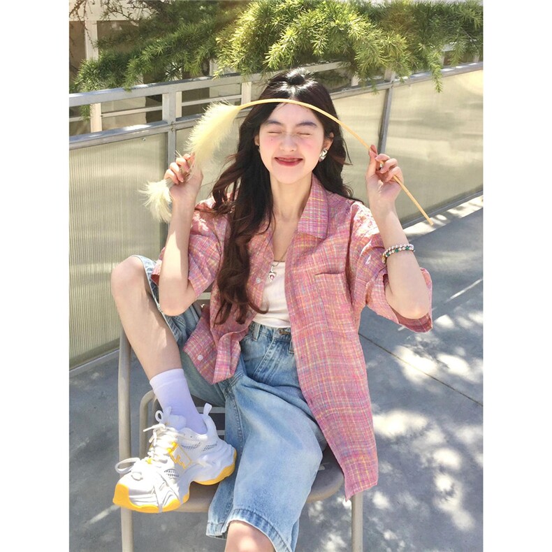 TC567-P45短袖衬衫女夏季新款宽松别致初夏衬衣上衣图片