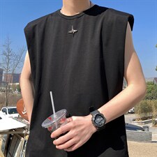1美式港风四角星设计潮流背心大码M-5XL休闲背心男BX8764P25控39，男装背心/马甲，星座226-2