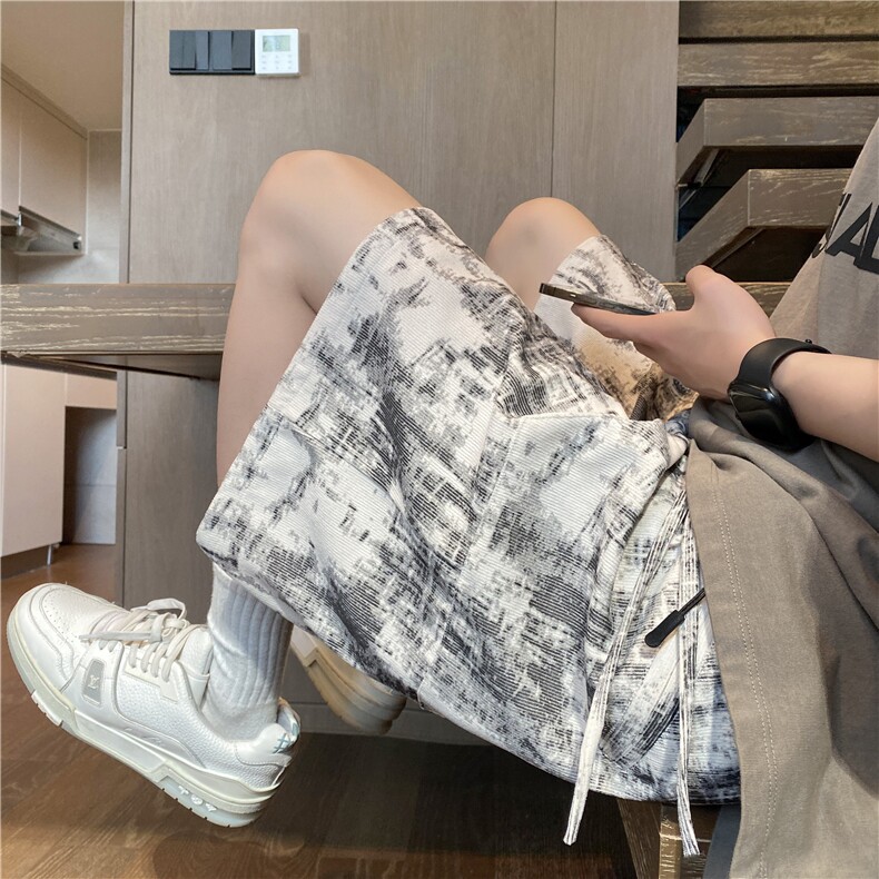 夏季新款潮流扎染工装口袋宽松短裤B315-K25785-特p30控58,男装休闲裤,电商B315