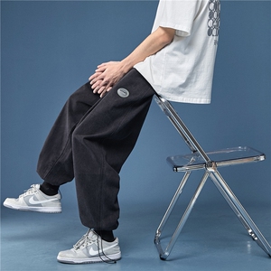 FK05-P50 纯色简约休闲牛仔裤百搭松紧腰贴标装饰男生牛仔裤长裤图片