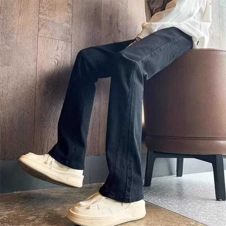 美式高街牛仔裤男潮牌修身微喇白色高级感cleanfit直筒裤子夏薄款,男装牛仔裤,星座218-1（原230）