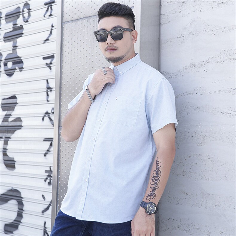 2XL-8XL男士短袖衬衣休闲宽松肥佬半袖衬衫上衣加肥大码2917,男装衬衫,星座802