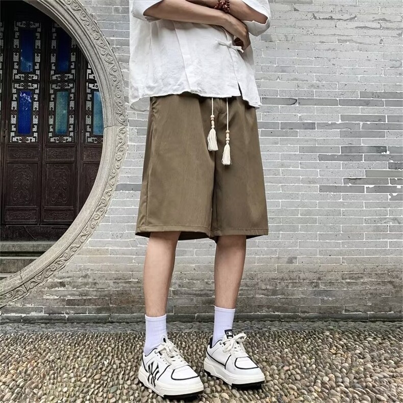 新中式盘扣休闲短裤男夏季薄款潮流外穿风大码宽松男装五分裤子,男装牛仔裤,星座1013