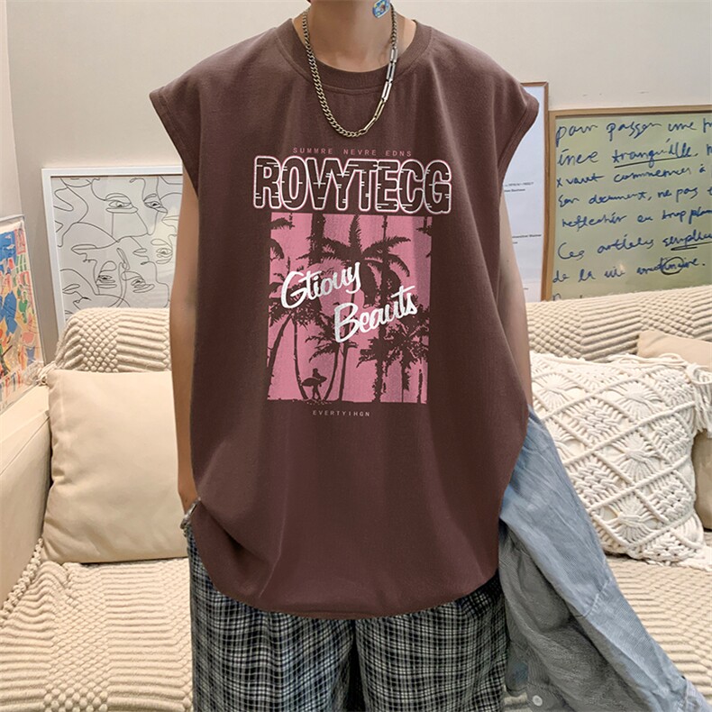 量大优供视频得物直播品质220克夏季纯棉背心无袖T恤WB105,男装T恤,电商A486