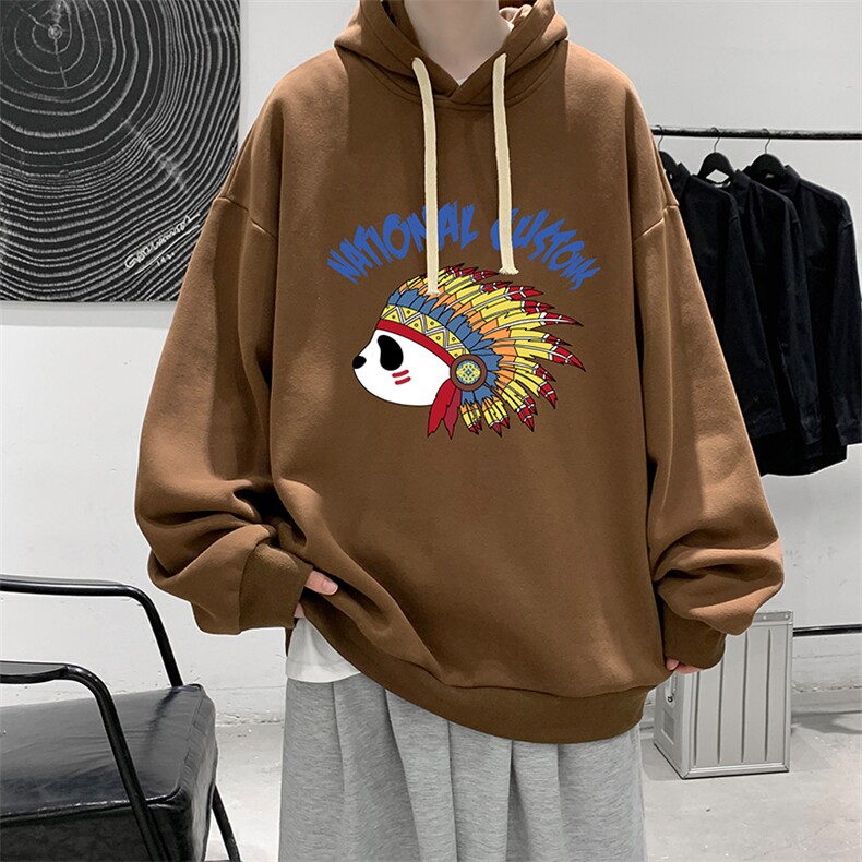 WY2196-P35 加绒款-P40 纯棉连帽卫衣男大码运动帽衫宽松薄外套男图片