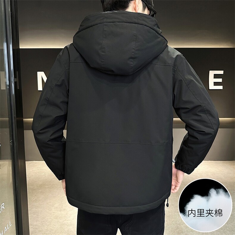 加棉加厚男士连帽青年简约休闲二棉夹克外套S99151-P105常规90,男装夹克,星座310B-3