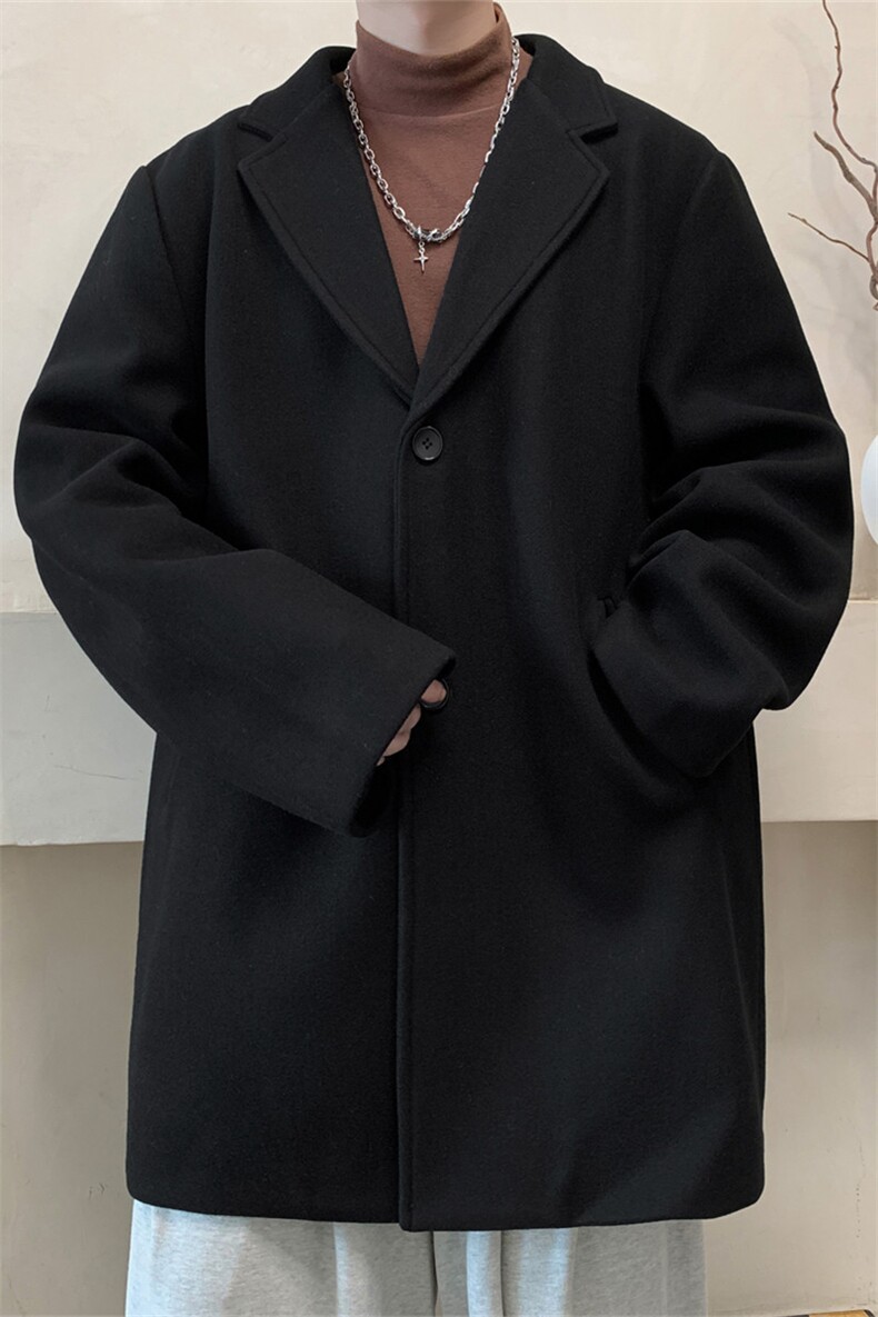 N9109/P90秋冬新款呢料毛呢西服男宽松外套上衣潮流宽松呢大衣,男装西服,电商A141
