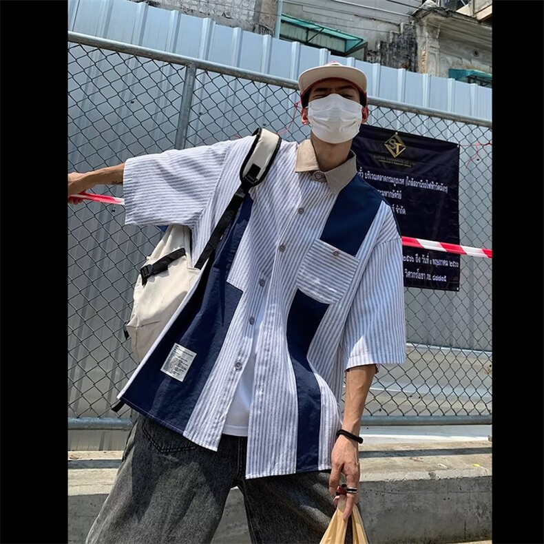 日系cityboy短袖衬衫男女夏季潮牌美式复古衬衣工装外套CG66-P35图片