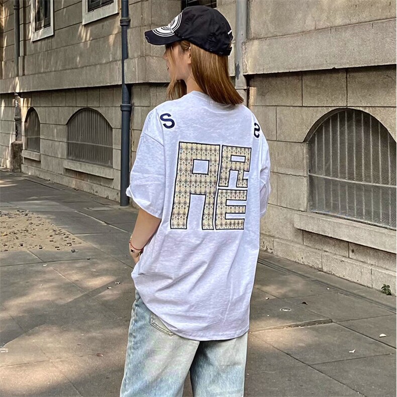万针全刺绣工艺抖音得物高品质260克重磅纯棉双纱美式高街短袖T恤,男装T恤,电商A486