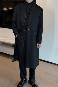 秋冬英伦气质韩版中长款西装大衣男休闲假两件长款西服XZ0085P168图片
