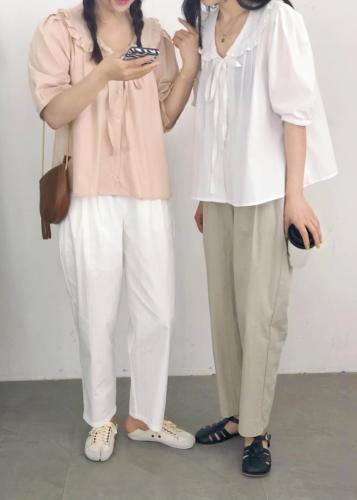 （现货）夏季新款，松紧腰麻料萝卜裤,女装,小时代