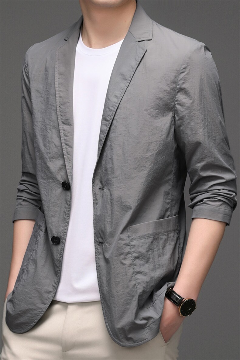 YY-A8833春夏新款男士西服薄款商务休闲男装外套通勤外衣防晒服,男装西服,电商B360