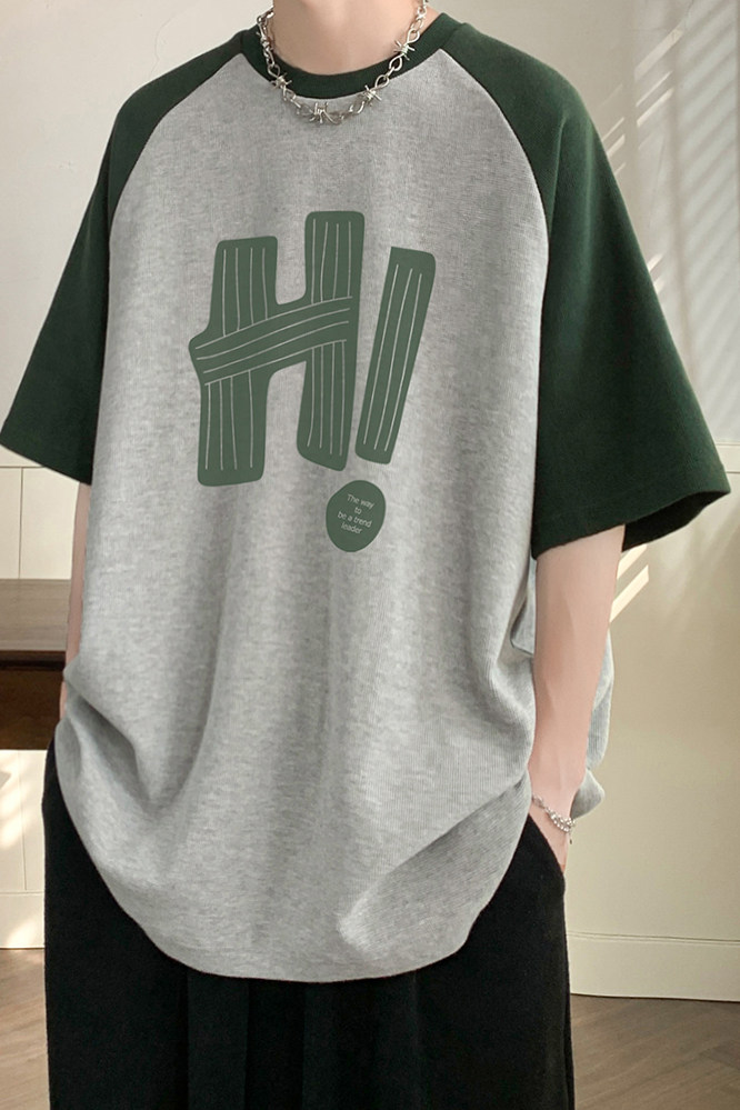 港风23新款夏季时尚印花圆领百搭复古短袖T恤DT6367P35控58,男装T恤,电商A268A