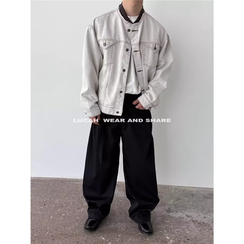 潮牌日系口袋撞色明线拼接立领工装夹克外套1001-1-FK414-P68,男装夹克,星座1001-1