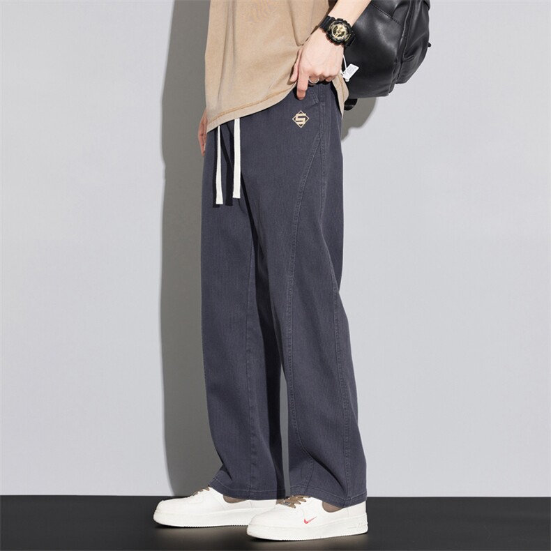 2026春夏款黑底日系休闲裤男美式复古高街宽松阔腿直筒DY530-P50图片