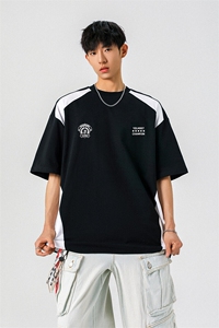 凉感双色拼接设计羽毛球球服大码M-5XL短袖T恤男DX78029P50控78图片