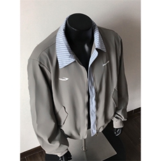 网图有货美式复古假两件翻领棒球服夹克外套男女A854-P55，男装夹克，星座1505