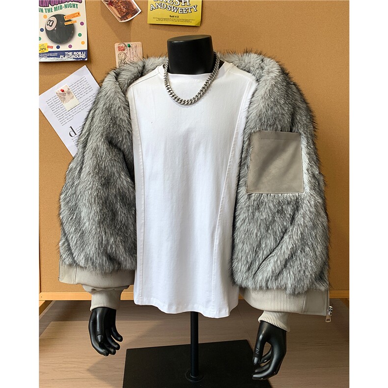 现货双色托卡毛座山雕pu皮全毛棉衣外套MF13批118，男装皮衣，电商B210