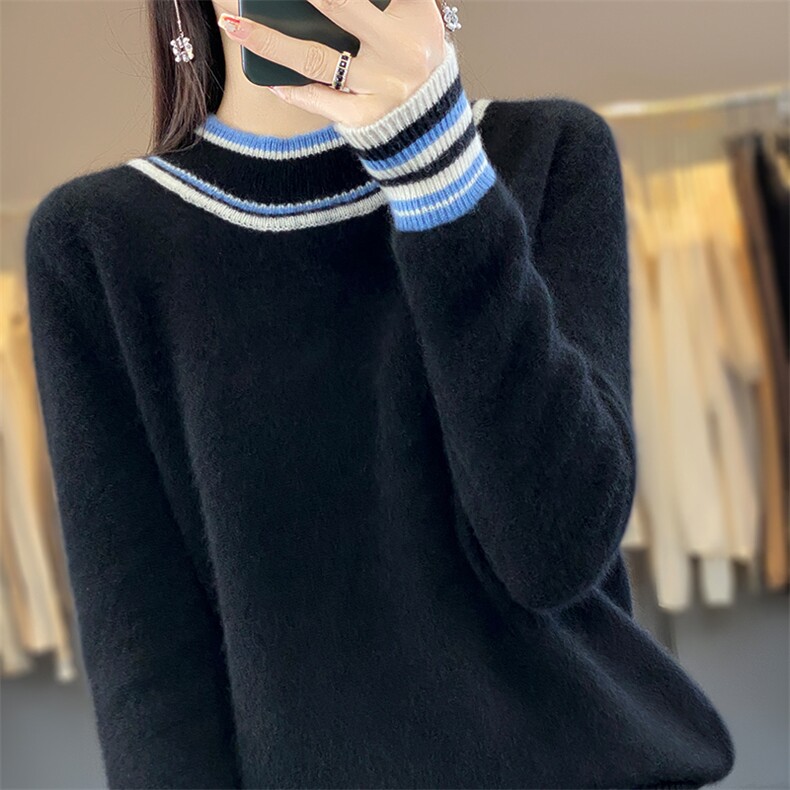 半高领羊毛衫女套头2024秋冬新款洋气打底衫加厚慵懒风宽松图片
