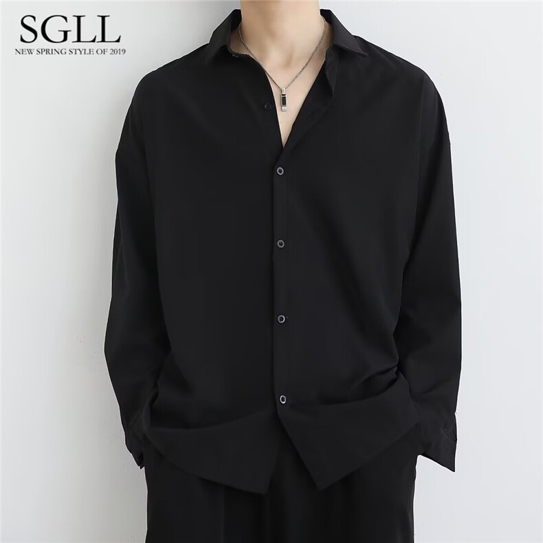 1506-1/QA010/P28衬衣男士气质垂感免烫白色衬衫男长袖痞帅,男装衬衫,星座1506