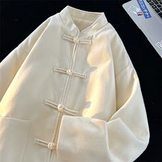 新品港风正装夹克古风外套纽扣纯色百搭衬衫夹克外套CS2450P65，男装夹克，电商A128
