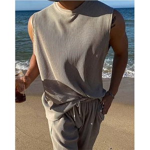 冰丝休闲运动背心套装男士夏季款无袖t恤穿搭配一整套衣服 T14,男装背心/马甲,星座1116A-2（原606A-1）