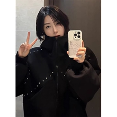 连帽开衫卫衣男秋季重磅短款铆钉设计感廓形正肩外套WA03，女装短外套，星座1116A（原606A-3）