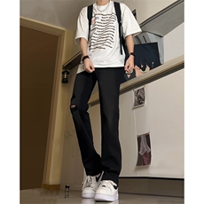 现货主推破洞弹力渐变大码直筒微喇毛边牛仔裤K860-K861-K866-P50，男装牛仔裤，星座205