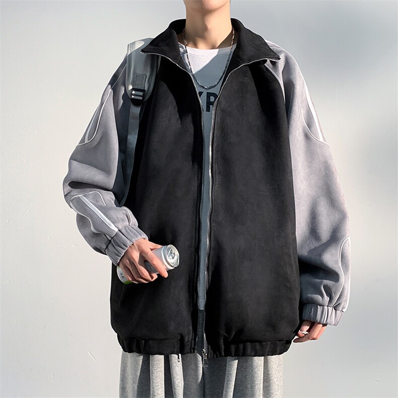 J6617P78光影墙抖音高品质秋季新款百搭麂皮绒翻领夹克外套,男装夹克,电商A026-1