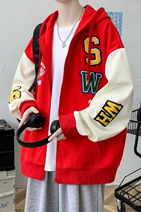 2023秋装新品男士青少年开衫夹克毛巾绣连帽棒球服外套 7309-P110图片