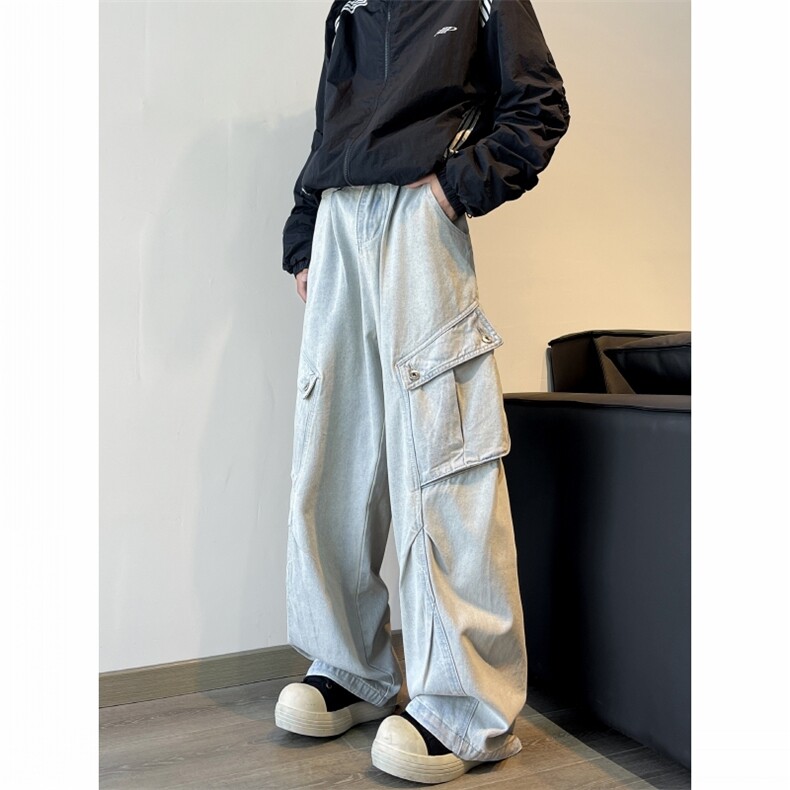 美式高街小众休闲裤男个性工装百搭宽松长裤子K6092/P60，男装工装外套，电商D202-1