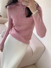 秋季新款舒适显瘦时尚百搭元宝打底堆堆领打底衫，女装羊毛衫，恒恩羊绒