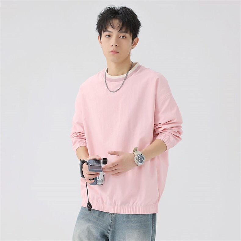 Y6000P29港风撞色拼接圆领卫衣男潮流百搭上衣外,男装卫衣,星座1204
