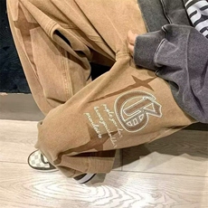 美式复古刺绣牛仔裤男款春秋季2025新款潮牌宽松直筒水洗裤子高街，男装牛仔裤，星座506A