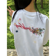 万针全刺绣工艺抖音得物高品质260克重磅纯棉双纱美式高街短袖T恤，男装T恤，电商A486-1