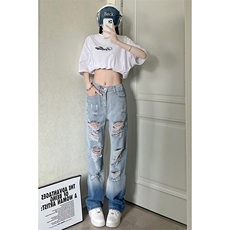 美式ins高街小众hiphop夏季破洞牛仔裤货号K729P60，男装牛仔裤，电商A063