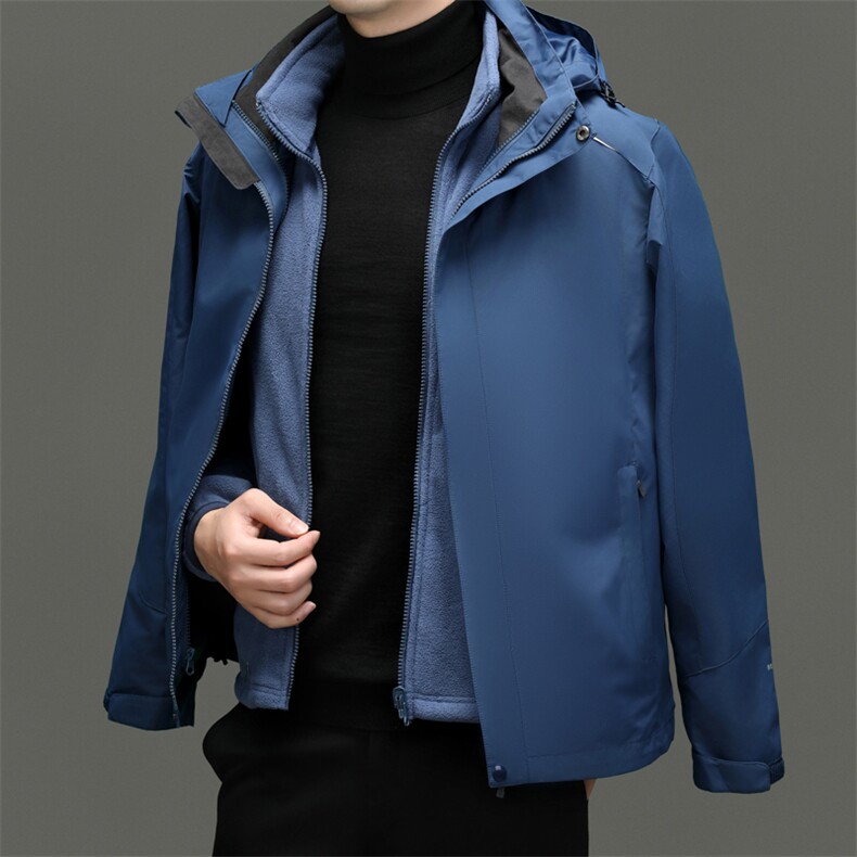 男士户外三合一冲锋衣两件套保暖加厚运动服可托卸内胆秋冬男外套,男装夹克,钱塘6003（原4033）