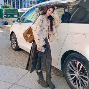 减龄撞色提花毛呢外套女秋冬2025新款小个子独特超好看高级感大衣图片