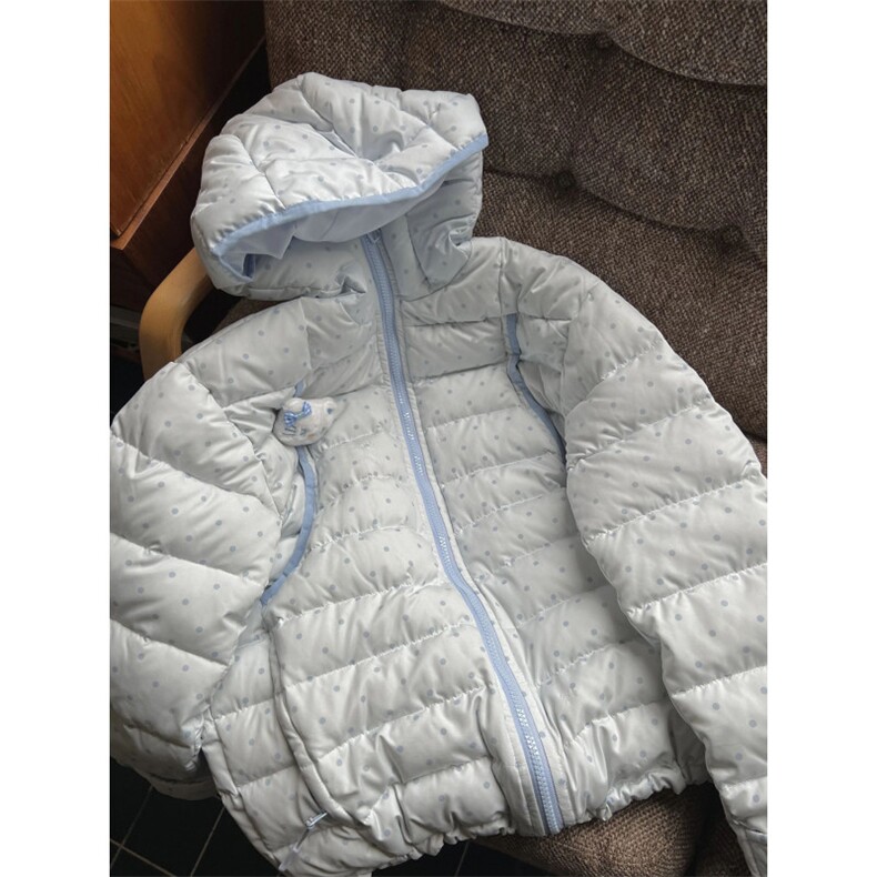 1506A/G79100/P94韩系蓝色甜美波点连帽排骨棉服,男装棉衣,星座1506A