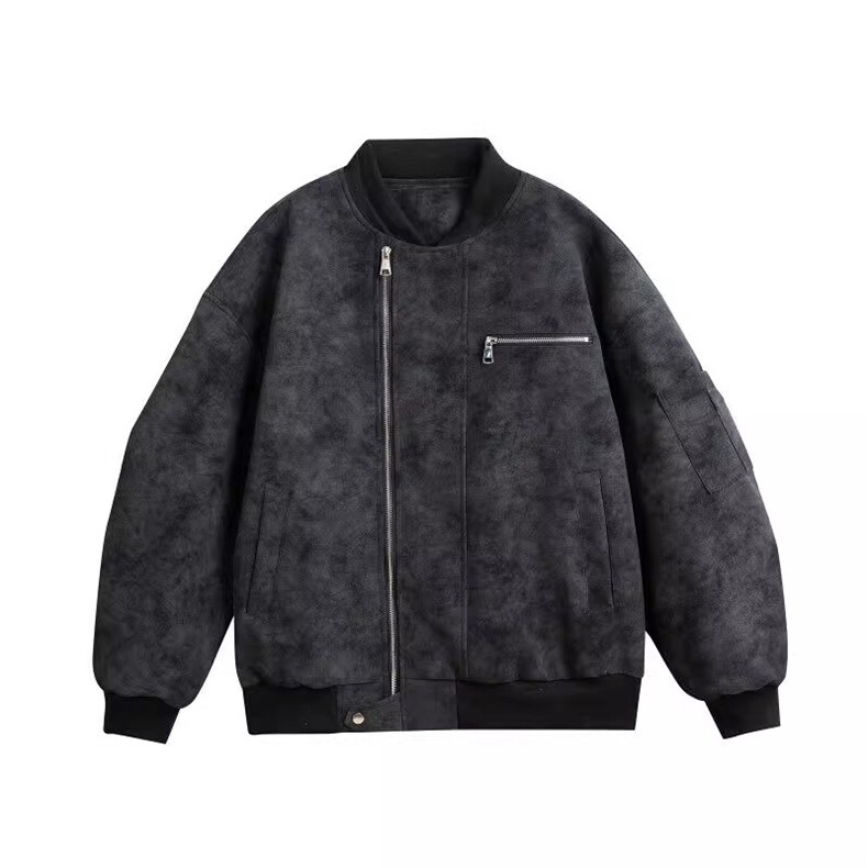 美式复古PU皮棒球服外套男秋冬季痞帅潮牌宽松休闲百搭飞行员夹克,男装夹克,星座1210-1